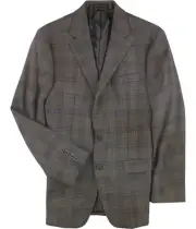 Ralph Lauren Mens Plaid Two Button Blazer Jacket, brown, 38 Regular
