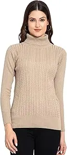 [GODFREY] Women's Acrylic Blend Turtle Neck Sweater (GWS1003B_Beige_M_Beige_M)