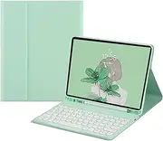Galaxy Tab S6 Lite 10.4'' 2020 Model SM-P610 / SM-P615 Keyboard Case Cute Round Key Color Keyboard Wireless Detachable BT Keyboard Cover with Pencil Holder (MintGreen)