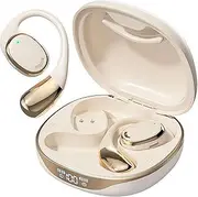 Open Ear Headphones Earbuds Wireless, Adjustable Ear Hooks, Ultra-Comfort, Powerful Sound, Clear Calls, Earhook Earbuds, 5.4 Bluetooth Ear Buds, Noise Reduction, Single or Double Ear Switching (A)