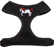 Unicorn Embroidered Soft Mesh Pet Harness Black Medium