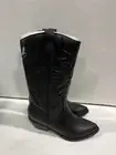 Soda Reno Western Cowboy Pointed Toe Knee High Pull On Tabs Boots Black Pu Size