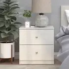 Bedside Table with 2 Drawers, Side Tables Storage Small Narrow Desk Chest of Dra