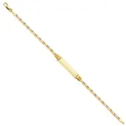 Real 14K Tri Tone Gold 6" Valentino Chain Child Kid Baby ID Bracelet Children