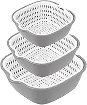 AIMALL 6 PCS Multifunctional Drain Basket six-Piece Set Double-Layer Drain Fruit and Vegetable Basin