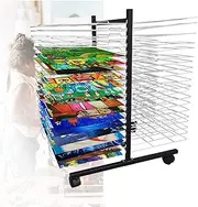 Art Clothes Drying Rack 40 Layers Double-Sided Storage, Space-Saving Shelves 2.5cm Spacing, Magazine Watercolor, Oil Painting Board Art School and Studio Work Storage Rack