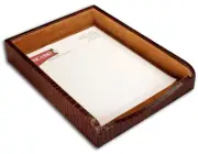 Dacasso A2001 Crocodile Embossed Leather Front-Load Letter Tray