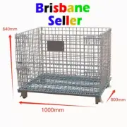 Collapsible Stackable Wire Mesh Stillage Basket Warehouse Storage Bin Cage 1m