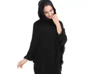 Ladies' Hooded Cape with Fringed Hem,Crochet Poncho Knitting Patterns for Women