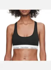 Calvin Klein 60050 Womens Black Modern Cotton Unlined Bralette Size XS NEW