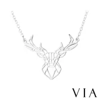 在飛比找momo購物網優惠-【VIA】白鋼項鍊 動物項鍊 鹿頭項鍊 縷空項鍊/動物系列 
