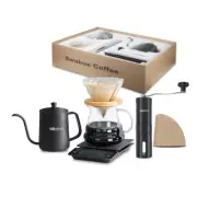 Coffee Set Manual Grinder Mill Glass Pot with Filter Dripper Gooseneck Kettle