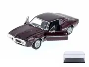DIECAST CAR & DISPLAY CASE 1967 PONTIAC FIREBIRD BURGUNDY WELLY 22502WR 1/24