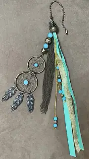 LIGHT PULLS DREAM CATCHER ANTIQUE FINISH AQUA ACCENTS