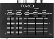 Phono Preamp EQ with 3 Band Equalizer, 2 Channel Digital Sound Equalizer, 12dB High Mid Low Tone Adjustment, Balanced Volume Control 5V Adapter for Record Player