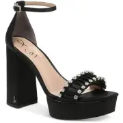 Sam Edelman Womens Ninette Black Satin Heels Shoes 7 Medium (B,M) BHFO 4645