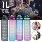 1L Water Bottle Motivational Drink Flask Time Markings BPA Free Sport Gym
