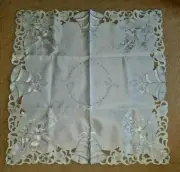 Square 33” Winter Tablecloth with Embroidered Candles Flowers and Bells Croatia