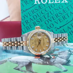 ROLEX勞力士 69173 Datejust 蠔式女錶 經典款式 金色十鑽面盤 錶徑26 自動上鍊 大眾當舖L642