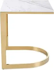 Coffee Table Light Luxury Marble Coffee Table End Tables for Living Room Sofa Bedroom and Balcony Iron Art Round Sofa Side Table Tea Table, Easy Assembly