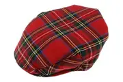 Stratford England Tartan Flat Hat Wool Country Driving Fishing Cap Linney - Royal Stewart - S