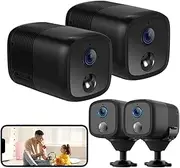 Wireless Security Camera WiFi 2 Pack, UCOCARE Home Security Camera Indoor, Longer Battery Life, HD Wire-Free Portable, 160° Viewing Angle, AI Human Detection, 10M Night Vision