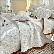 Quilt Set King Size-96x102 3 Pieces Soft Bed Quilt Lightweight Cotton Bedspread 78x90 Inch Reversible Bed Coverlet for All Season with 2 Pillow Shams 19x29 (Color : White, Size : 245x250cm-48x74cm