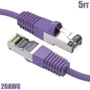 5FT Cat5E RJ45 Ethernet LAN Network FTP Shielded Patch Cable Pure Copper Purple