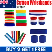 Sweatbands Cotton Wristband Headband Wrist Sweat Band for Sport Tennis Badminton