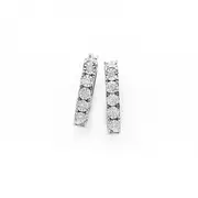9ct White Gold Diamond Hoop Earrings