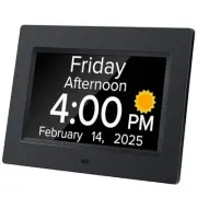 Digital Alarm Clock with Date and Day of Week for Dementia Seniors, Black