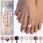 120Pcs Short Artificial Full Cover Decor False Toe Nail French Press On Toenail/