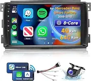 VECHTEL 9 Inch Android 13 Car Radio for Mercedes Benz Smart Fortwo 2005-2010 with Wireless CarPlay/Android Auto, 8 Core 4G+64G, GPS, WiFi, Bluetooth, SWC, DSP + Backup Camera