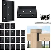 Muzata 20Pcs Deck Railing Brackets Connectors Rail Support Kit for 2x4(1.5"×3.5") Railing with 124pcs Screws Wooden Fence Handrail Wood Railing System Cable Railing Baluster Railing, WT11