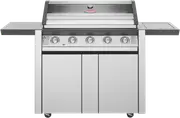 BeefEater 1600 Series Stainless Steel 5 Burner BBQ & Trolley with Side Burner, Cast Iron Burners & Grills