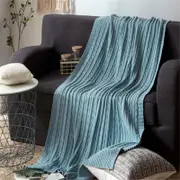 120*180cm Cozy Decorative Knit Woven Throw Blanket Sofa Throw Bed Throw Bed Blanket - Blue