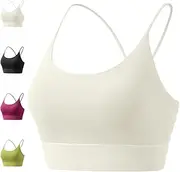 [WWPriseup] Sport Bra for Women, High Elasticity U Neck Spaghetti Straps Sports Bras, Halter Workout Top, for Gym Yoga Running Sports,L, White