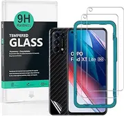 Screen Protector for OPPO Find X3 Lite/OPPO Reno5 5G, [Pack of 2] with Back Carbon Fiber Skin Protector,Including Easy Install Kit