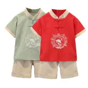 Toddler Kids Boys Chinese Tang Style Outfit Thickened New Year's Top Pants Cloth
