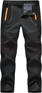 TBMPOY Men's Snow Ski Waterproof Fleece Lined Pants Outdoor Hiking Mountain Softshell with Belt