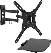 Mount-It! TV Mount with Shelf | Full Motion TV Wall Mount with Floating Entertainment Shelf | Single Stud Installation | Fits Televisions Up to 55 Inches, VESA 75x75mm to 400x400mm