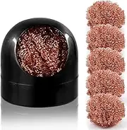 Rustark 6Pcs Black Solder Tip Cleaner Kit Includes 5Pcs Brass Soldering Tip Cleaner Sponge and 1pc Ball Shell Base Holder, Soldering Iron Tip Cleaning Wire Ball Set for Cleaning Soldering Iron Tip