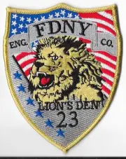 New York Fire Department (FDNY) Engine 23 Lion's Den Patch V1