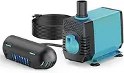 Antfraer S104 Water Pump with UV Clarifier for Outdoor Ponds, Water Pump with Light,Fountain Pump for Pond Filter, Water Clean Light for Filter Box Used