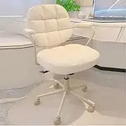 Height Adjustable Makeup Chair Ergonomic with Back, Modern Vanity Chair,Swivel Vanity Stool Chair, Vanity Stools with Wheels for Women (White)