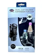 NEW 2-in-1 Car Cup Holder Extender 360 Rotating Dual Cup Mount Organizer Holder