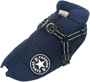 Small Dog Jacket with Harness, Outdoor Dog Sport Vest, Outdoor Warm Pet Winter Coat Harness for Cats Puppy Small Dogs (Blue, XL)