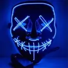LED Purge Mask Glow in Dark Light up Halloween Costume Scary Rave Festival -Blue