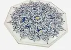 Blue Mother of Pearl Inlay Side Table Top for Home Decor Marble Coffee Table Top