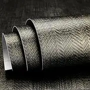 HelloWall Black Gold Wallpaper Peel and Stick Grasscloth Wallpaper Herringbone Textured Woven Fabric Wall Paper Removable Self Adhesive Black Linen Contact Paper for Cabinets Bedroom Walls 17.7"x80"